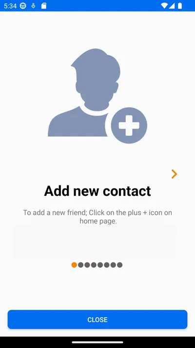 Help screen explaining how to add a new contact