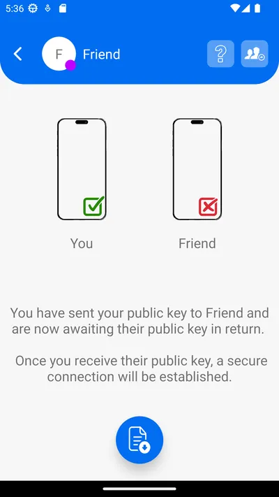 Friend screen after sending your public key