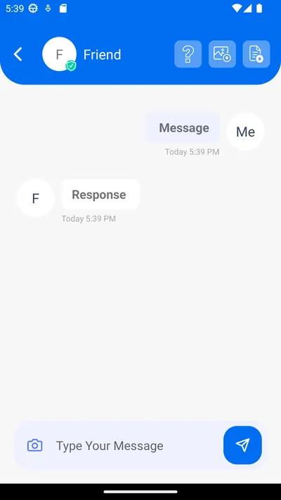 Conversation with a verified friend showing decrypted messages